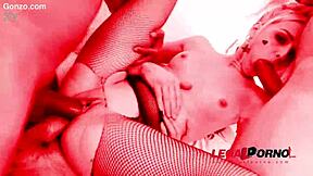 Kira Thorn takes on the big cock squad in rough DP?