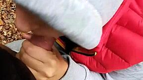 I risk a quickie fuck with this 18yo brunette in public