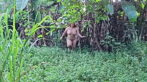 why does this curvy big ass latina tease with naked garden dancing and ass shaking?