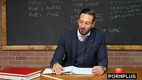 Teacher's Pet Bent Over For Doggystyle And Facial