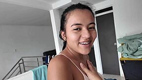 colombian latina roomie with big ass models for my first time creampie pov