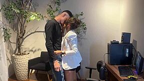 Secretary Licks and Kisses Employee in Wet Pussy Orgasm