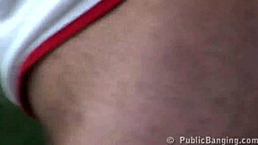 this beautiful teen girl is getting fucked in a public threesome outdoors, part 4.