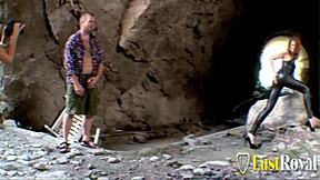 Milf Bianca Resa bent over for rough anal fucking on the beach in missionary position, ending with cumshot