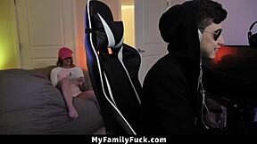 Step Sister Sucking Her Stepbrothers Cock While Hes Gaming
