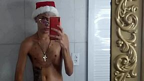 Tattooed Brazilian Handjob Before Christmas Dinner