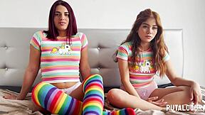 Marina and Rosie in threesome fucking and cum swallowing