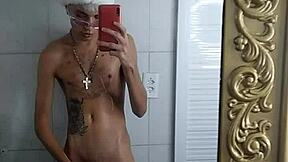 Tattooed Brazilian Handjob Before Christmas Dinner