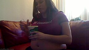 azismiss ice cream stuffing with big tits and belly