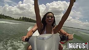 Mofos! Hot Teen Threesome Sucking Cocks on Seadoo!