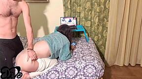 This Stud Fucks Me Doggy Style While I Watch Old Hot Videos