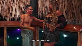 Ebony milf stepmom bent over in public with son's best friend