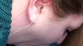 Amateur gives sloppy public blowjob outdoors