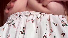 Very beautiful natural girl masturbates pussy with fingers