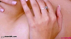 Stunning brunette model shows off her figure in solo interview.