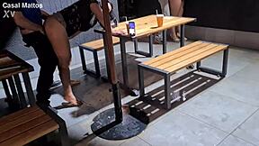 Wild couple risks everything for public orgy in fast food drive thru with swingers