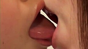 Intimate close-up compilation features Asian lesbians sharing deep, sloppy kisses in various passionate scenes