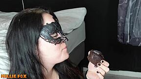 Amateur MILF Millie Fox swallows huge cum from bent-over doggystyle.