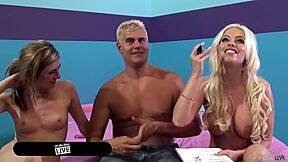 blonde mia mae bounces on dicks in rough threesome