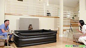 sexy and hot brunette masseuse filme herself while sucking her client during nuru massage session - seth gamble gal ritchie