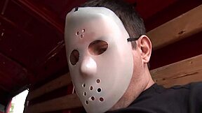 Skinny milf fucked by two horny masked men