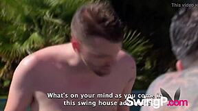 i'm at a big pool party watching real couples get wild