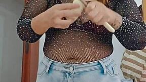 Live show with shorts stuffed in ass for intriguing anal play