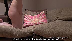 Anal fisting and fucking in casting interview on the sofa