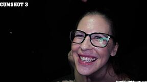 Teen 18+ Brunette Sucks Monster Cock at Gloryhole Without Losing Drop