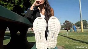 Mexican Beauty Jessica Shows Sweaty Meaty Soles