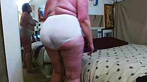 Dawnskye1962 shakes her big ass in retro panties and thong during the panty parade