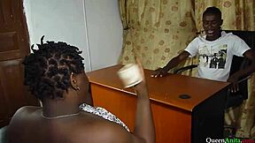 wife seduces ebony manager with big cock in doggystyle fucking for loan