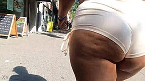 walking in public with mini shorts, flashing my ass to voyeurs