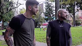 Hot Latina Greeted by Two Neighbors Eating Her Pussy