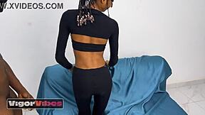 Slim ebony girl rides huge dick in dorm POV