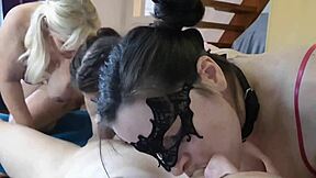 Three Big Titted Bitches Lick and Suck Monster Cock