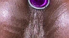 Wow, Inserting The Anal Plug Into My Ebony Slut Pussy Makes It Squirt With Ease