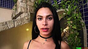 Horny Trans Chick Strokes Her Big Cock Hard