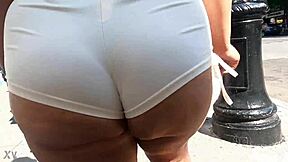 walking in public with mini shorts, flashing my ass to voyeurs