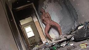 She Entered Abandoned House and Got Bent Over for Anal Fucking by Two Old Guys