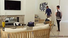 Step dad discovers step daughter's strapon first time with step mom