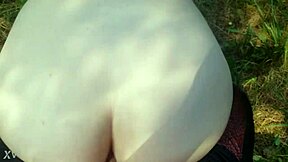 A sexy bitch with big ass gets her pussy fucked by monster cock outdoors.