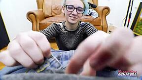 Petite Exotic Coed Raven Rubs Her Twat And Gets Jizzed Sucking A Cock