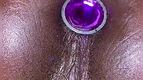 Wow, Inserting The Anal Plug Into My Ebony Slut Pussy Makes It Squirt With Ease