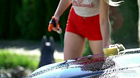 Cleaning Lady Rides And Rims With Passionate Cumshot