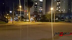 moto boy chases woman flashing on car sunroof