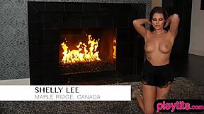 beautiful brunette shelly lee does a private striptease, undressing slowly