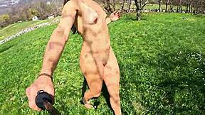 Walking And Stripping Naked In Nature