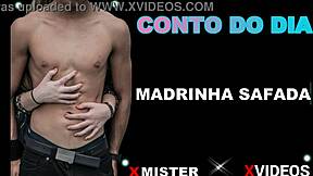 Amateur Brazilian godmother indulges in naughty bedroom escapades with passionate kissing and oral pleasures