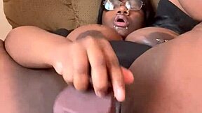 ebony bbw deepthroats dildo and fucks her creamy squirting pussy